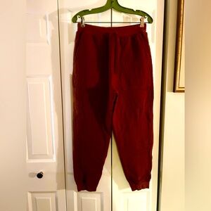 Madewell Women’s Sz S Rustic Comfy Cozy Orange/Maroon Textured Waffle Joggers